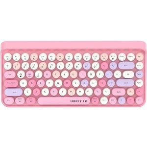Portable Bluetooth Colorful Computer Keyboards, Wireless Mini Compact Retro